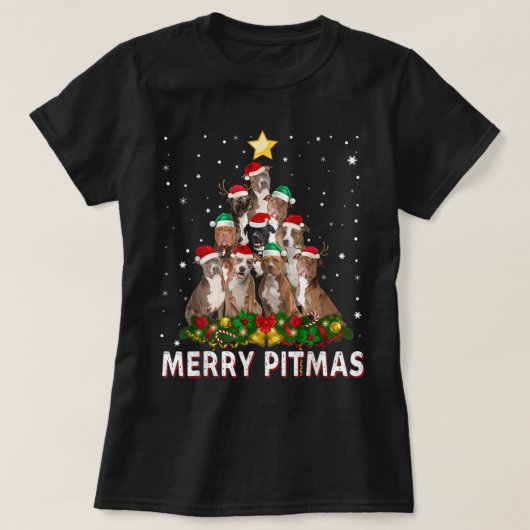 Joyeux Pitmas Pitbull Chien moche de Noël Sweat Tr (Design devant)
