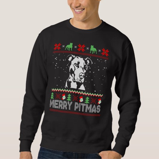 Joyeux Pitmas Pitbull Chien moche Sweat pour Chien (Devant)