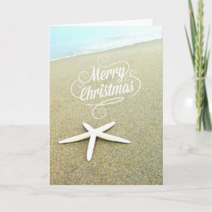 Joyeux Plage Côtière Carte Starfish de Noël