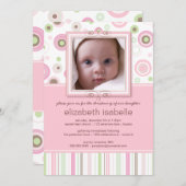 Joyeux points roses Invitation au Christening Phot (Devant / Derrière)