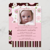 Joyeux points roses Invitation au Christening Phot (Devant / Derrière)