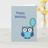Joyeux Pois de carte d'anniversaire Owl Blue et Aq (Fleur jaune)