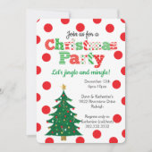 Joyeux Polka Dot Christmas Tree Party Invitation (Devant)