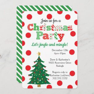 Joyeux Polka Dot Christmas Tree Party Invitation