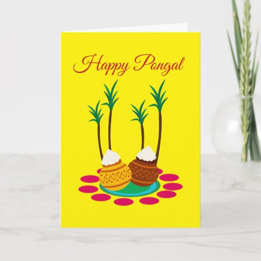 Joyeux Pongal, avec une carte de pot de riz et de  (Devant)