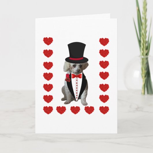 Joyeux Poodle Tuxedo Carte de note pliée (Devant)