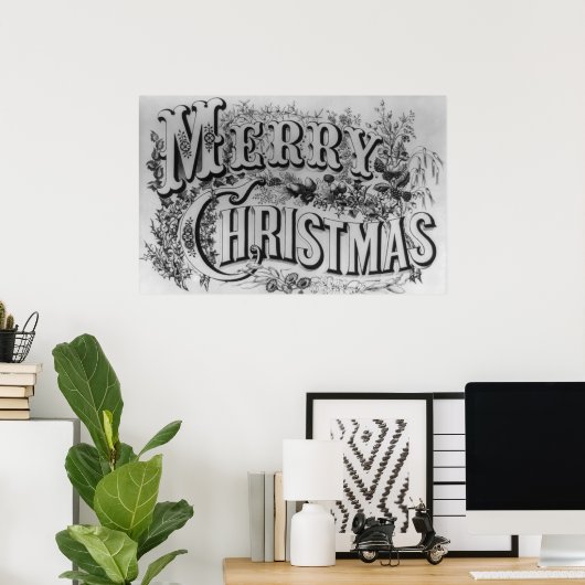 Joyeux Poster vintage de Noël (Bureau à domicile)