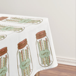 Joyeux pot de mason et paille nappe de pique-nique