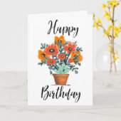 Joyeux Pot Fleur Carte Anniversaire (Fleur jaune)