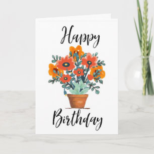 Joyeux Pot Fleur Carte Anniversaire