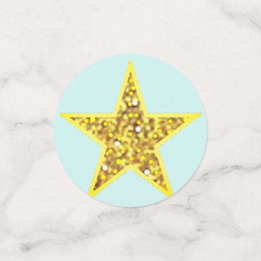 Joyeux poulet sur table bleu clair Confetti (Petit recto)