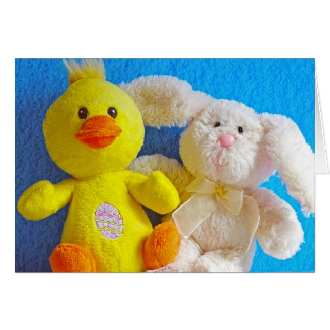 Joyeux poussin de Pâques + lapin (Devant horizontal)