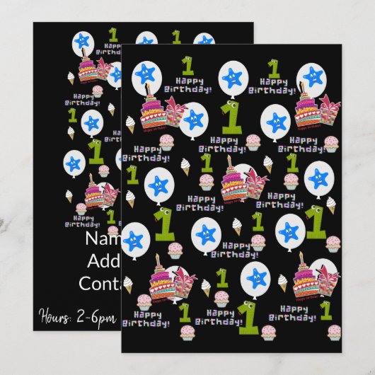 Joyeux premier anniversaire Invitation premier ann (Devant / Derrière)