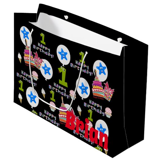 Joyeux premier cadeau d'anniversaire sac cadeau #1 (Devant Angle)