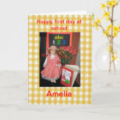 Joyeux premier jour à l'école Carte Amelia. (Fleur jaune)