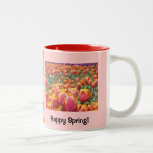 Joyeux Printemps ! Mugs Café Tasses Tulipes Roses