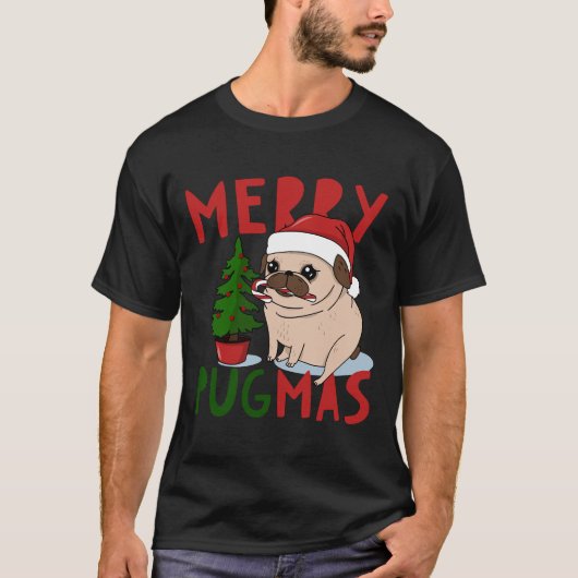 Joyeux Pugmas Carlin de Noël classique T-shirt 5 (Devant)