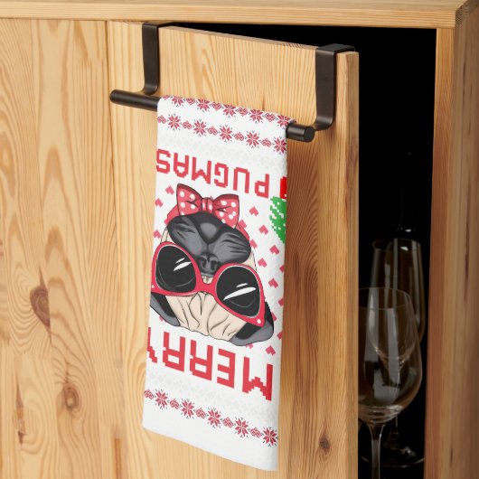 Joyeux Pugmas ! Torchons de cuisine (Pliage en tiers)