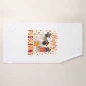 Joyeux Pugsgiving mignon Thanksgiving Carlin Chien (Serviette de bain)