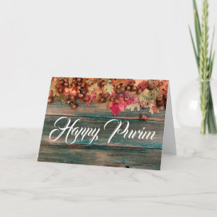 Joyeux Purim Plié Carte de voeux Bois Floral