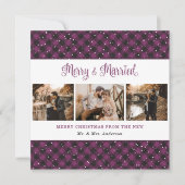 Joyeux purple plaid et carte de Noël marié (Devant)