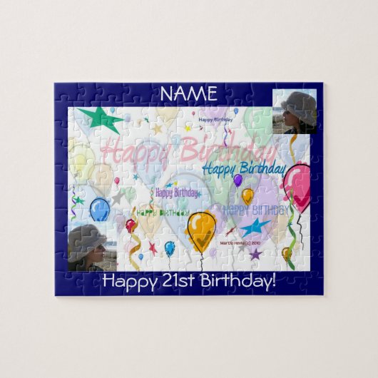 Joyeux puzzle d'anniversaire (Personnaliser avec p (Horizontal)