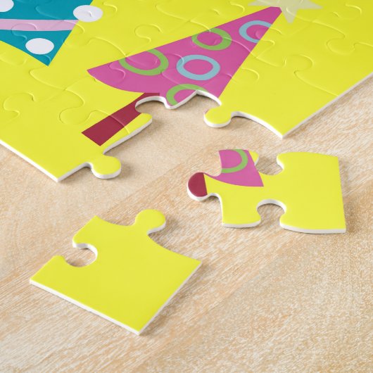 Joyeux Puzzle de Noël Arbres de Noël Rose Bleu (Côté)