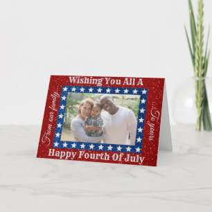 Joyeux Quatre Juillet Carte Photo Pailletée