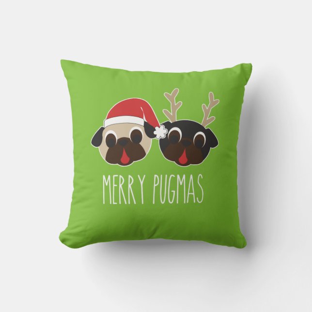 Joyeux renne de coussin de Noël de Pugmas et (Recto)