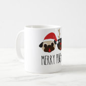 Joyeux renne de Noël de Pugmas et tasse de carlin (Devant gauche)