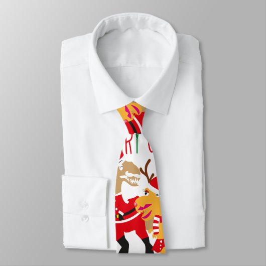 joyeux rennes de noël père Noël dinosaure cravates (Attaché)