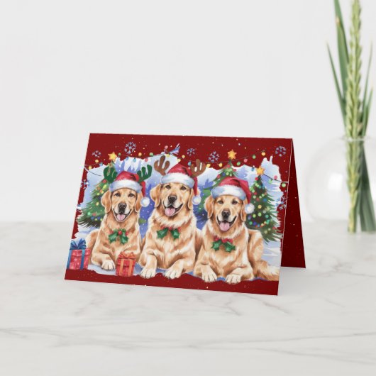 Joyeux Retriever Joyeux Noël Carte Rouge (Devant)