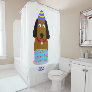 Joyeux rideau de douche à la pompe d'anniversaire