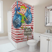 Joyeux rideau de douche de Noël, Elf Stripe (En situation)