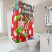 Joyeux rideau de douche de Noël, Elfe (En situation)