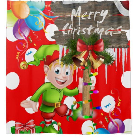 Joyeux rideau de douche de Noël, Elfe (Devant)