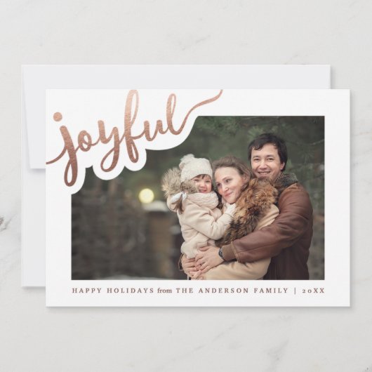 Joyeux Rose Gold Foil | Joyeux Carte photo de vaca (Devant)