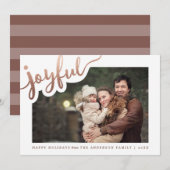 Joyeux Rose Gold Foil | Joyeux Carte photo de vaca (Devant / Derrière)