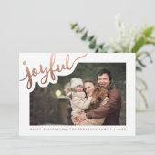 Joyeux Rose Gold Foil | Joyeux Carte photo de vaca (Debout devant)