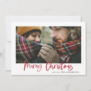 Joyeux rouge carte photo de Noël