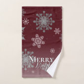 Joyeux rouge et flocon de neige brillant Noël (Serviette à main)