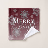 Joyeux rouge et flocon de neige brillant Noël (Gant de toilette)