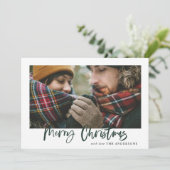 Joyeux rouge et vert carte photo de Noël (Debout devant)