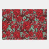 Joyeux rouge Poinsettia Fleurs Feuilles ivoire Aqu (Devant 2)