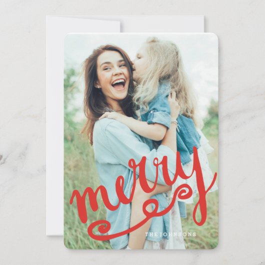 Joyeux rouge vif | Carte de vacances moderne (Devant)