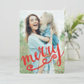 Joyeux rouge vif | Carte de vacances moderne (Debout devant)