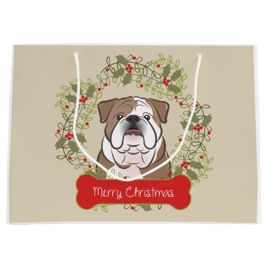 Joyeux sac de cadeau de Christman de bouledogue (Devant)