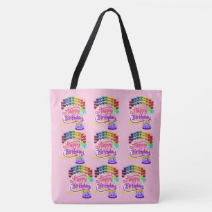 Joyeux Sac fourre-tout d'épaule rose anniversaire