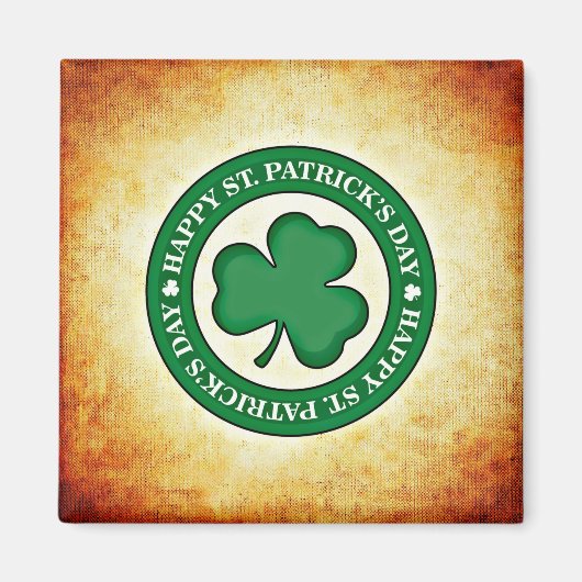 Joyeux Saint-Patrick Shamrock Carré Magnet (Devant)