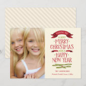 Joyeux salutations Red Banner Carte photo de vacan (Devant / Derrière)